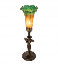 Meyda Yellow 253516 - 15" High Amber/Green Tiffany Pond Lily Nouveau Lady Accent Lamp