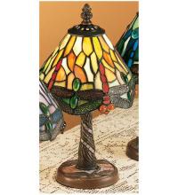 Meyda Yellow 26614 - 12"H Tiffany Hanginghead Dragonfly w/ Twisted Fly Mosaic Base Mini Lamp