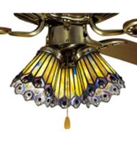 Meyda Yellow 27474 - 4"W Tiffany Jeweled Peacock Fan Light Shade