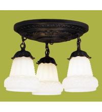 Meyda Yellow 30543 - 12" Wide White Puffy Rose 3 Light Semi-Flushmount