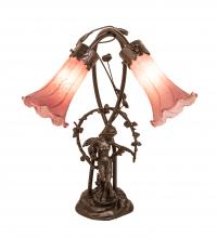 Meyda Yellow 38267 - 17" High Lavender Tiffany Pond Lily 2 Light Trellis Girl Accent Lamp