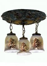 Meyda Yellow 49537 - 17" Wide Pinecone 3 Light Hand Painted Semi-Flushmount