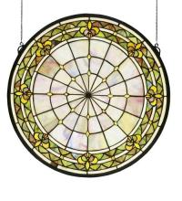 Meyda Yellow 49840 - 21"W X 21"H Fleur-de-lis Medallion Stained Glass Window