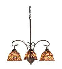 Meyda Yellow 74045 - 24"W Tiffany Fishscale 3 LT Chandelier