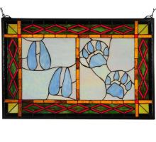 Meyda Yellow 74144 - 26.5"W X 17.5"H Deer & Cougar Tracks Stained Glass Window