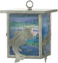 Meyda Yellow 81118 - 8"W Leaping Bass Lantern Mini Pendant