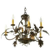 Meyda Yellow 81244 - 28"W Oak Leaf & Acorn 6 LT Chandelier