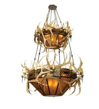 Meyda Yellow 81332 - 68"W Antlers Elk 2 Tier Chandelier