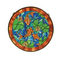 Meyda Yellow 82558 - 24"W X 24"H Koi Pond Lily Stained Glass Window