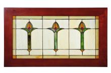 Meyda Yellow 97961 - 24" Wide X 14" High Arts & Crafts Bud Trio Wood Frame Stained Glass Window