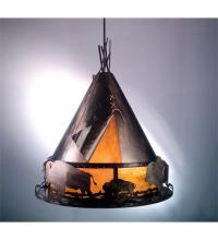 Meyda Yellow 98741 - 36" Wide Teepee w/ Buffalo Pendant