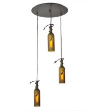 Meyda Yellow 99437 - 16"W Tuscan Vineyard Frosted Green 3 LT Wine Bottle Cascading Pendant