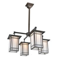 Meyda Yellow 99493 - 33" Square Prairie Mission 4 Light Chandelier