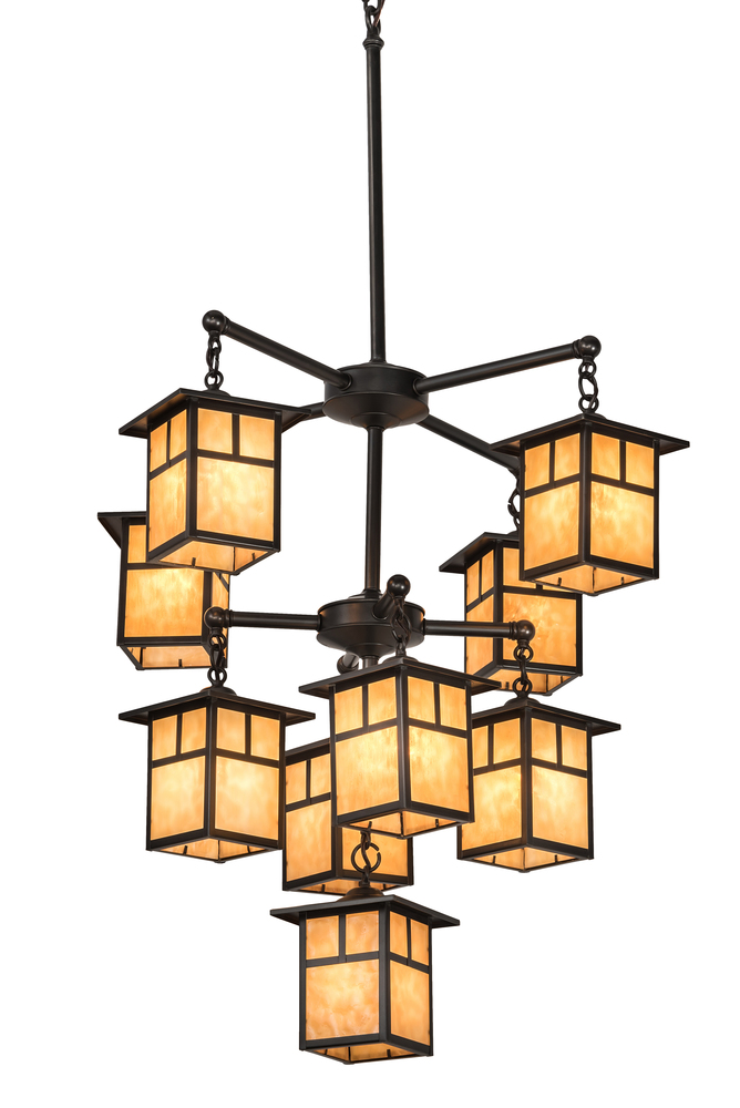 34" Wide Hyde Park "T" Mission 9 Light Chandelier