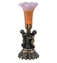 Meyda Tiffany 11083 - 13" High Amber/Purple Tiffany Pond Lily Twin Cherub Accent Lamp