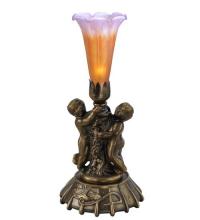 Meyda Tiffany 11500 - 12" High Amber/Purple Pond Lily Twin Cherub Mini Lamp