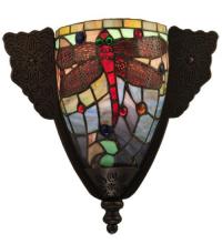 Meyda Tiffany 128165 - 14.5"W Tiffany Hanginghead Dragonfly Wall Sconce