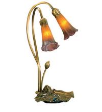 Meyda Tiffany 13008 - 16" High Amber/Purple Pond Lily 2 LT Table Lamp