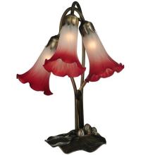 Meyda Tiffany 13593 - 15.75" High Pink/White Tiffany Pond Lily 3 Light Accent Lamp