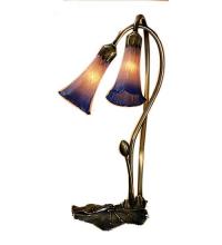 Meyda Tiffany 14064 - 16" High Pink/Blue Pond Lily 2 Light Accent Lamp