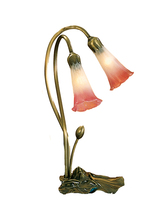 Meyda Tiffany 14170 - 16"H Pink/White Pond Lily 2 LT Accent Lamp