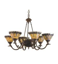 Meyda Tiffany 16099 - 33"W Tiffany Jeweled Peacock 6 LT Chandelier