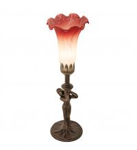 Meyda Tiffany 20289 - 15" High Pink/White Tiffany Pond Lily Nouveau Lady Mini Lamp