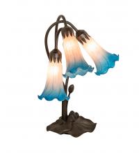 Meyda Tiffany 254157 - 16" High Pink/Blue Tiffany Pond Lily 3 Light Accent Lamp