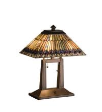 Meyda Tiffany 26300 - 20"H Tiffany Jeweled Peacock Oblong Desk Lamp