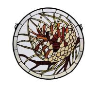 Meyda Tiffany 30448 - 17" Wide X 17" High Pinecone Stained Glass Window