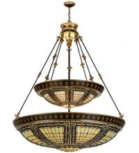 Meyda Tiffany 65165 - 45"W Fleur-de-lis 2 Tier Inverted Pendant