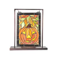 Meyda Tiffany 65267 - 9.5"W X 10.5"H Jack O'Lantern Lighted Mini Tabletop Window