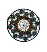 Meyda Tiffany 66805 - 17"W X 17"H Tiffany Peacock Feather Medallion Stained Glass Window