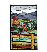 Meyda Tiffany 69398 - 19"W X 31"H Rooster Stained Glass Window