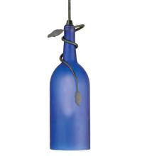 Meyda Tiffany 71193 - 4" Wide Tuscan Vineyard Frosted Blue Wine Bottle Mini Pendant