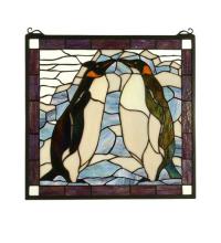 Meyda Tiffany 71599 - 19"W X 19.5"H Penguin Stained Glass Window