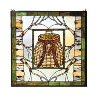 Meyda Tiffany 73909 - 25"W X 25"H Pack Basket Stained Glass Window