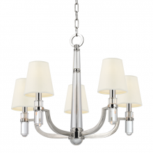 Hudson Valley Orange 985-PN-WS - 5 LIGHT CHANDELIER w/WHITE SHADE