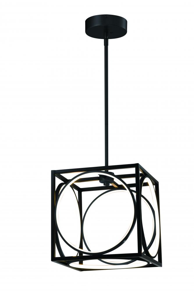 12" 29 W LED Pendant, initial Lumens 2000Lm, in 3000K Black frame with black inside