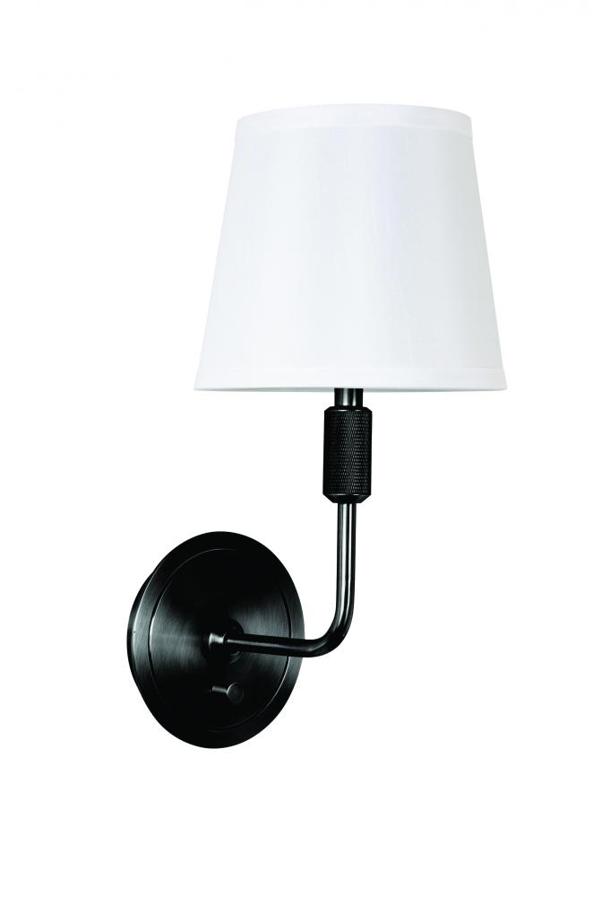 Killington Black Direct Wire Wall Lamp with Full Range Dimmer and Hardback Shade