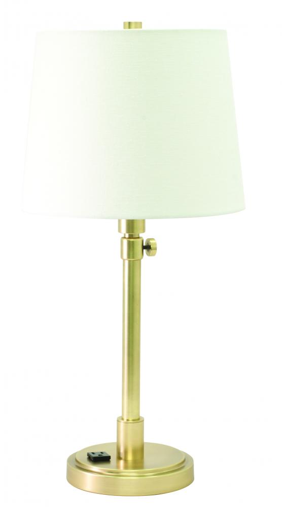 Townhouse Adjustable Table Lamps in Raw Brass with Convenience Outlet