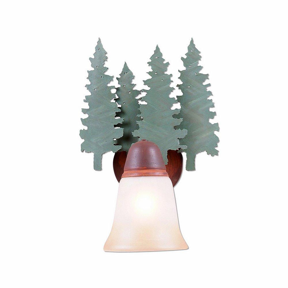 Lakeside Single Sconce - Pine Tree - Two-Toned Amber Cream Bell Glass - Pine Tree Green