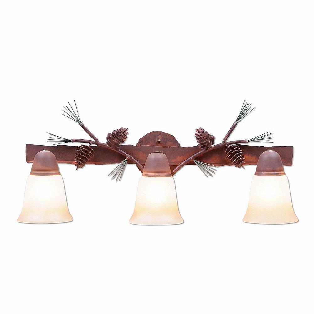 Lakeside Triple Bath Vanity Light - Pine Cone - Two-Toned Amber Cream Bell Glass