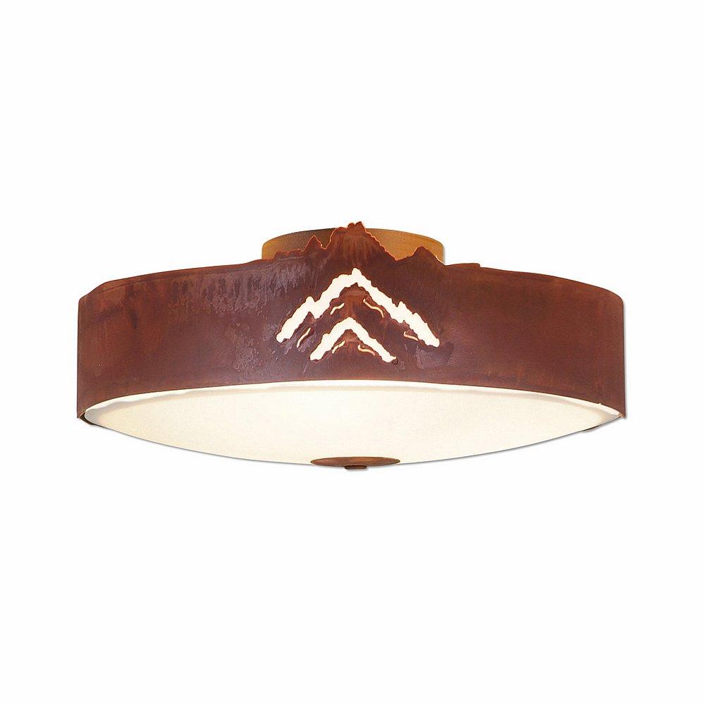 Ridgewood Close-to-Ceiling Large - Mountain - Frosted Glass Bowl - Rust Patina Finish