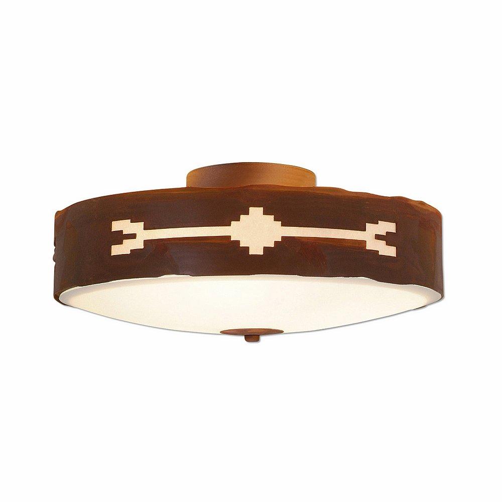 Ridgewood Close-to-Ceiling Large - Del Rio - Frosted Glass Bowl - Rust Patina Finish