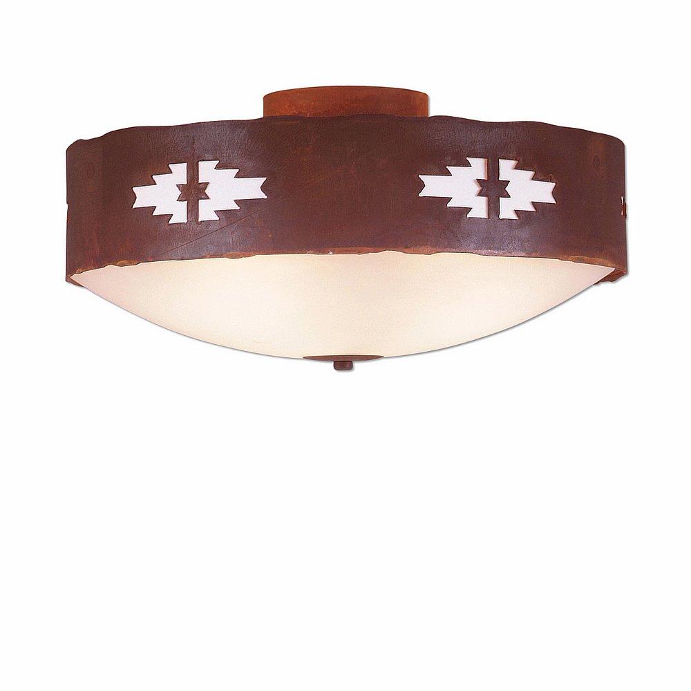 Ridgemont Close-to-Ceiling Large - Pueblo - Frosted Glass Bowl - Rust Patina Finish