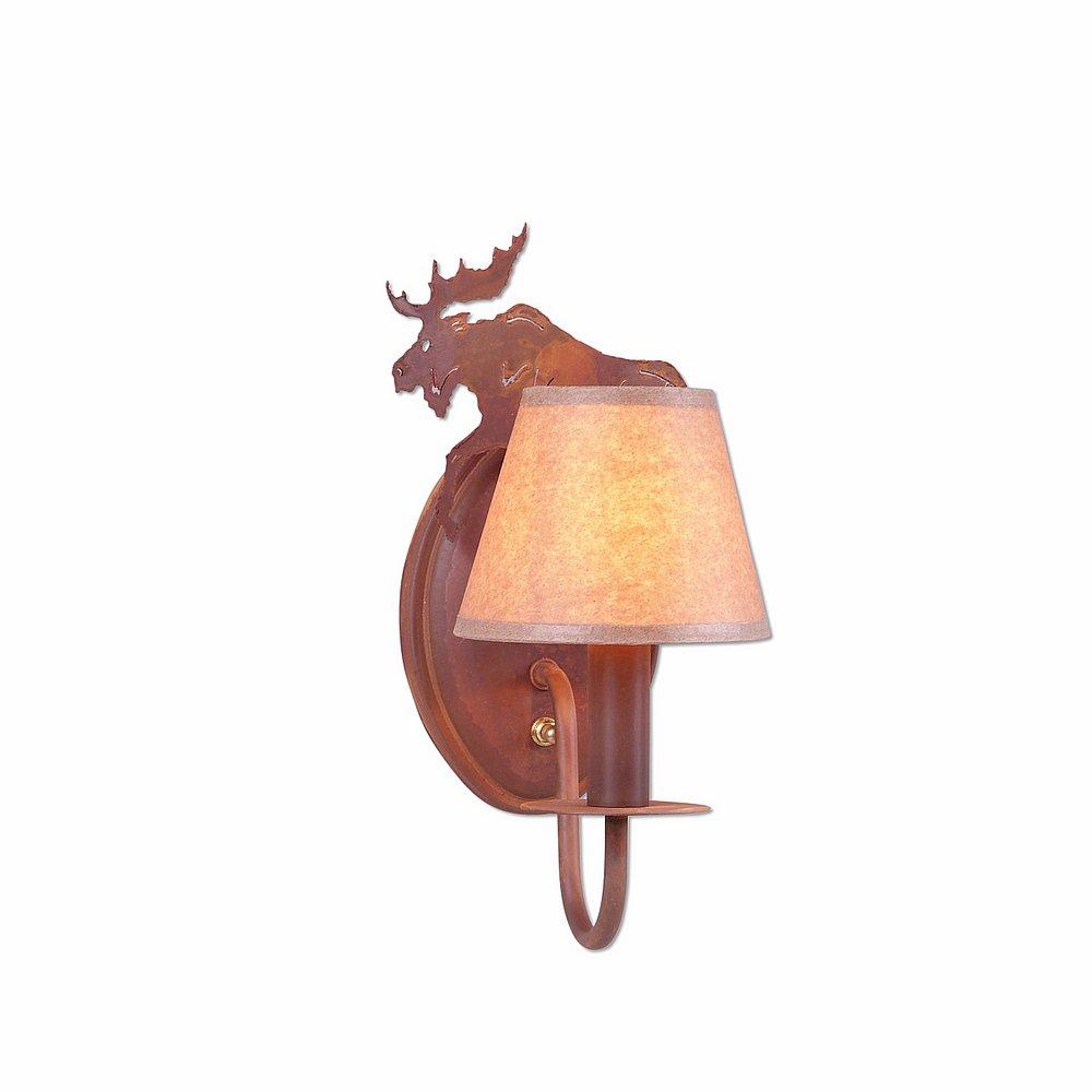 Diablo Sconce - Mountain Moose - Waxed Kraft Lampshade - Rust Patina Finish