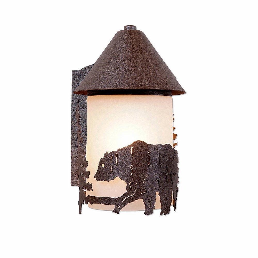 Cedarline Sconce - Bear - Frosted Glass Bowl - Rustic Brown Finish