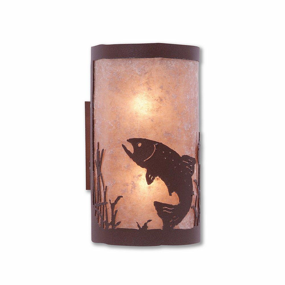 Kincaid Sconce - Trout - Almond Mica Shade - Rustic Brown Finish