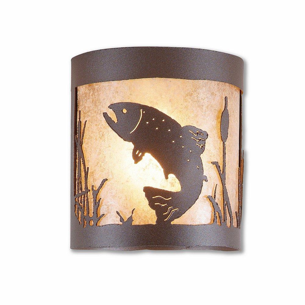 Kincaid Ceiling Light - Trout - Almond Mica Shade - Rustic Brown Finish